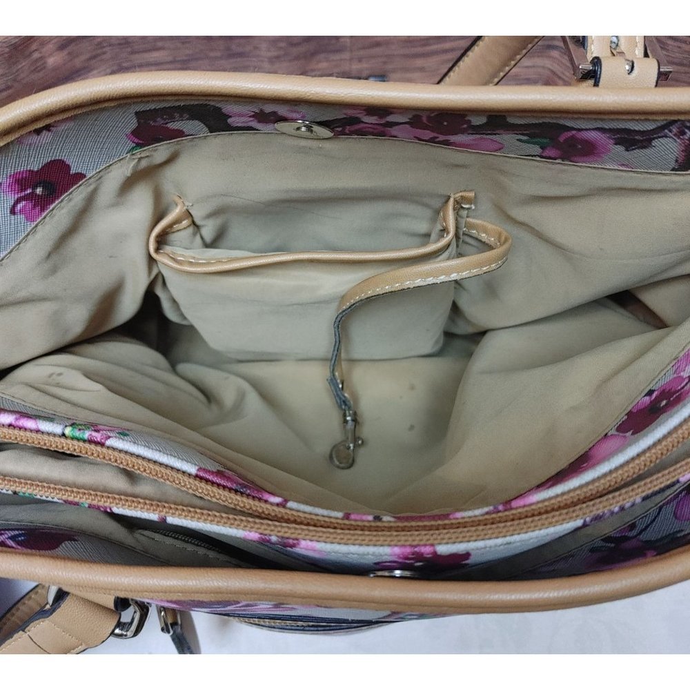 Gianibernini Women's Cherry Blossom Floral Handbag 3-Pocket Purse - Picture 5 of 6